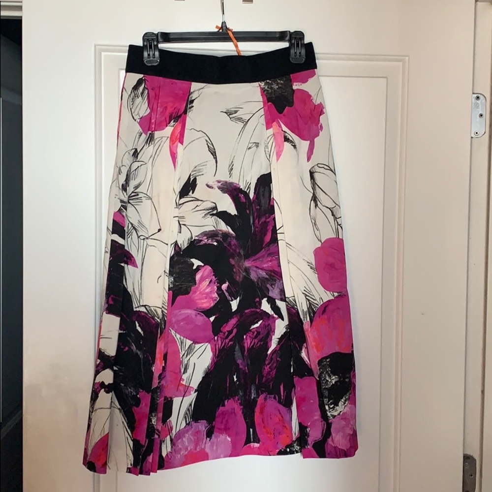 Black, pink, and white Milly skirt in floral